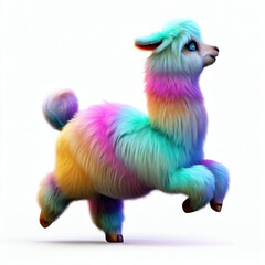 furry forest animal with beautiful colors and white backgroundwith Generative AI technology	