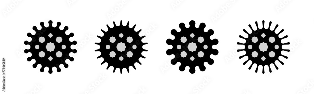 Wall mural collection of isolated viruses on a transparent background – set of virus icons – simple virus symbo