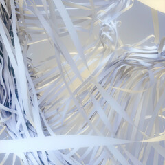 Digital illustration with swirling abstract pattern of flying paper ribbons. 3d rendering