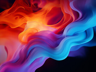 Fototapeta na wymiar background with swirling colors of deep blue, orange and purple, creating an abstract design reminiscent of flames or smoke. colors blend seamlessly into each other