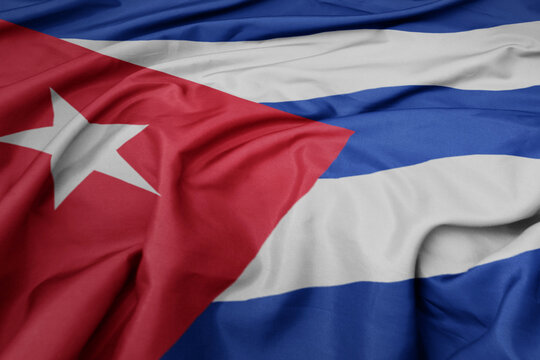 waving colorful national flag of cuba.