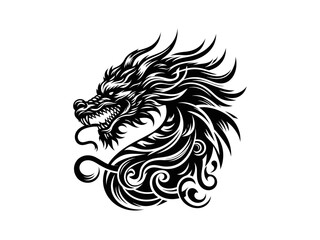 Obraz premium Dragon's Gaze: Majestic Dragon Head Vector Illustration for Mythical Design