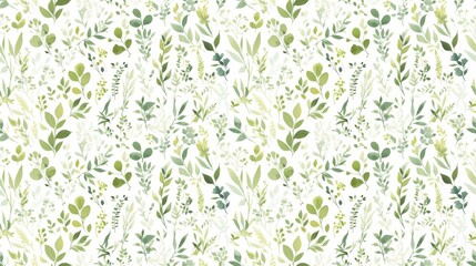 Spring foliage, fresh green watercolor leaves, on white