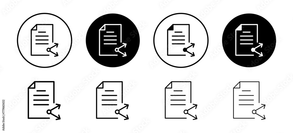Aufkleber document share button for social media marketing icon. publish or send web file symbol