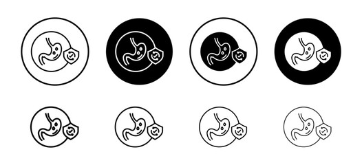 Aids nutrient absorption in digestion system icon. clean human stomach or bowel movement symbol. guts health absorption set