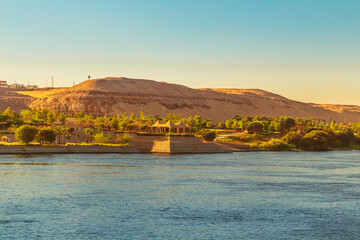 Magnificent scenery on the Nile River. Sunset. - 779664452