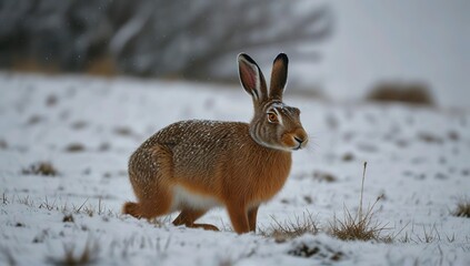 Naklejka na ściany i meble rabbit in the snow