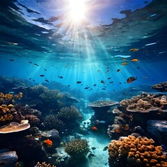 Fototapeta na wymiar A colorful coral reef is seen underwater Generated by AI