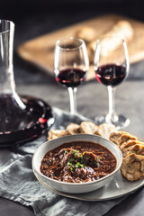 Traditional Viennese, venison or Hungarian goulash with Karlovy Vary dumplings and red wine - 779666285