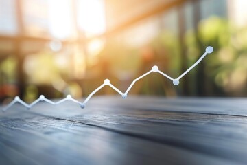 A detailed close-up photograph of a line graph displayed on a table, showcasing the visual representation of data and trends, A rising line graph symbolizing profitable investment, AI Generated