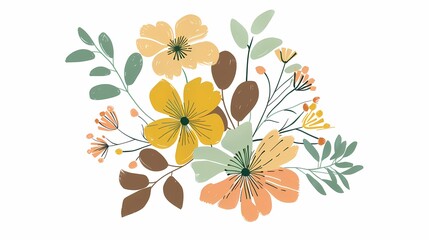 Retro hand drawn bouquet flat illustration poster background