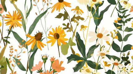 Retro hand drawn bouquet flat illustration poster background