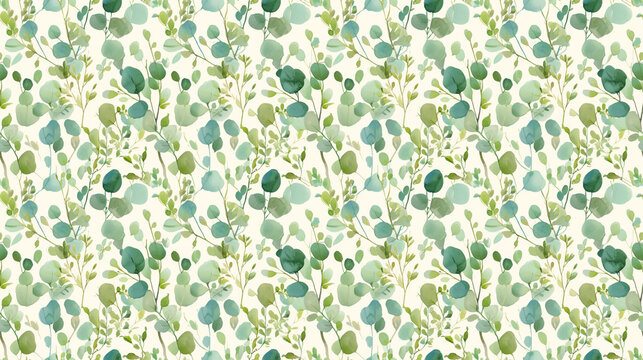 Soft eucalyptus leaves in watercolor, soothing greens