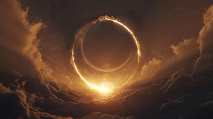 The sun, partially obscured by the moon, creates a stunning crescent of light amidst the darkness of a solar eclipse.