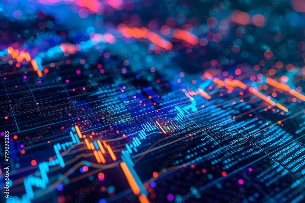 Poster a computer screen displaying a vibrant and lively pattern of colors, creating a visually captivating