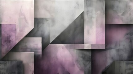 Muted Gray Geometric Shapes with a Touch of Lavender Color: Subtle Sophistication, Hand Edited Generative AI