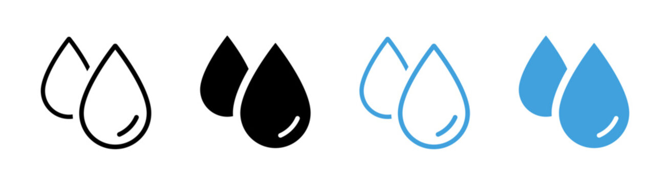 Water drop icon. Raindrop vector illustration. Wet symbol. Oil sign. Blue dripped rain droplet pictogram. Dew icon isolated.