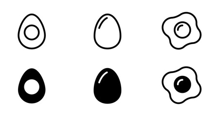 Fried egg icon. Breakfast symbol. Healthy cooking pictogram. Boiled sliced egg illustration isolated.