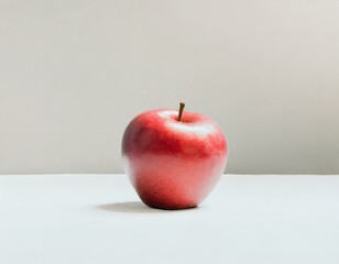 A bright red apple sits centered on a stark white background, its vivid color and simple shape epitomizing minimalist design.
