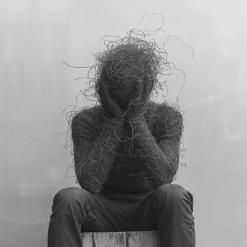 Abstract depiction of mental struggle and confusion. Generative AI image