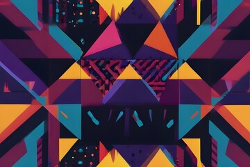 Retro abstract 90's style design background animation. Neon geometrical shapes of different vintage...
