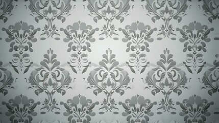  Light Gray Floral Damask Pattern on a Muted Silver Background: Subtle Elegance, Hand Edited Generative AI