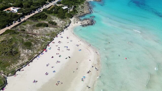 Beach with azure sea in La Pelosa - Sardinia, Italy.