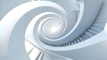Abstract 3D Spiral Staircase Leading into Infinite Stairs: Illusory Depth, Hand Edited Generative AI