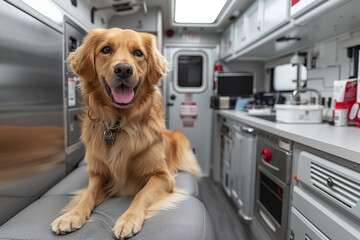 Dog sitting on vehicle seat
