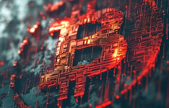 glitching bitcon with a background glitch, idea of dangerous or hazardous condition