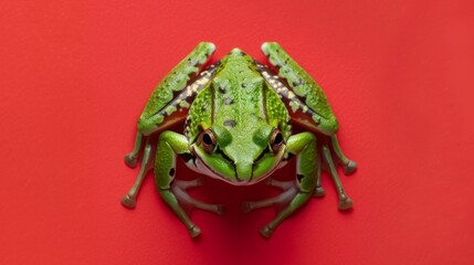 Frog on a red background
