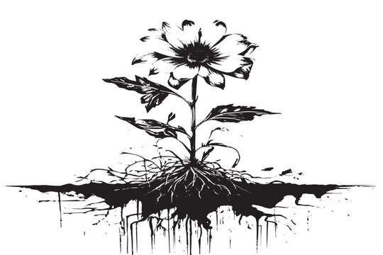 black sketch vector image overlay monochrome texture of flower on white background. vector illustration EPS 10 