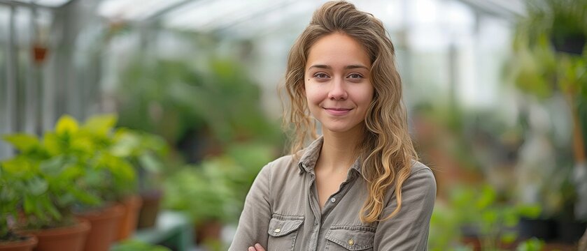 an image of a female in a greenhouse