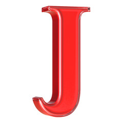 Red 3D Letter J Font  - Alphabet  3d Render