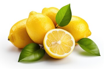 Lemon with leaves isolated