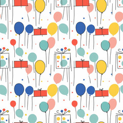 Simple seamless pattern with decorative elements of happy birthday