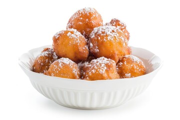 White Dutch traditional oliebollen bowl isolated on white