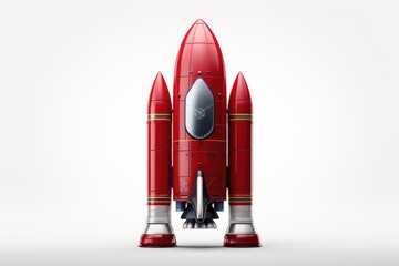 Red rocket on white background
