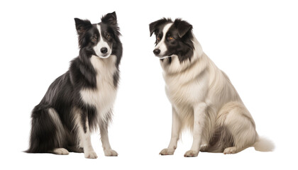 border collie sitting and looking at camera isolated on transparent background cutout