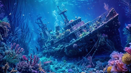 Zelfklevend Fotobehang coral reef and fishes © Nosheen