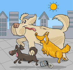 happy cartoon running dogs animal characters