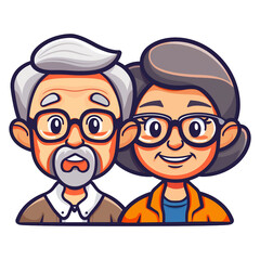 grandfather and grandmother cartoon, grandparents, parents icon