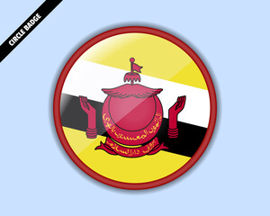 Brunei flag circle badge, vector design, rounded sign with reflection