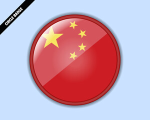 China flag circle badge, vector design, rounded sign with reflection