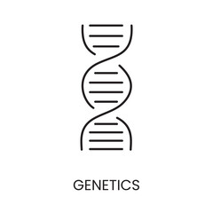 Dna helix symbolizing genetics line icon in vector with editable stroke