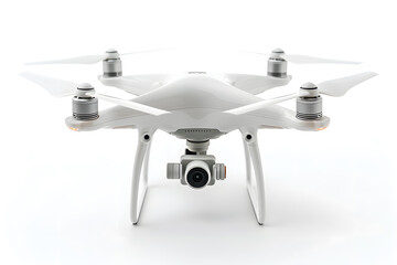 Small drone with camera and four blades isolated on white