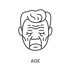 Age, elderly man line icon in vector with editable stroke