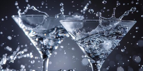 glass of martini with splashes Generative AI