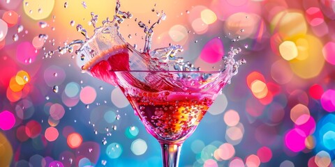 glass of martini with splashes Generative AI - obrazy, fototapety, plakaty