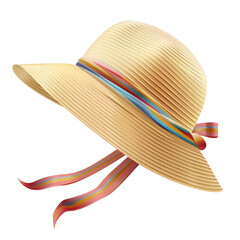 Sun Hat with a Colorful Band Isolated